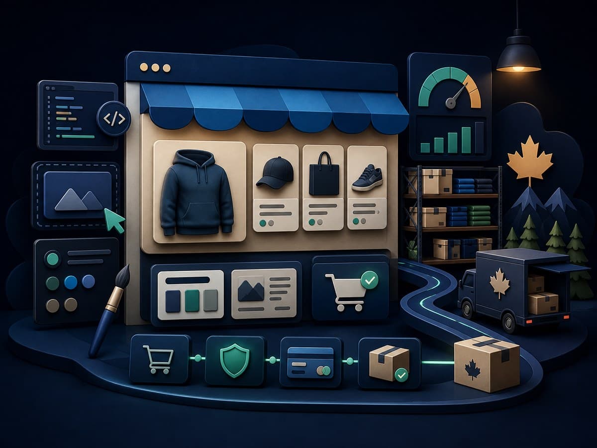 Custom commerce storefront connected to checkout, inventory, payment, and shipping systems